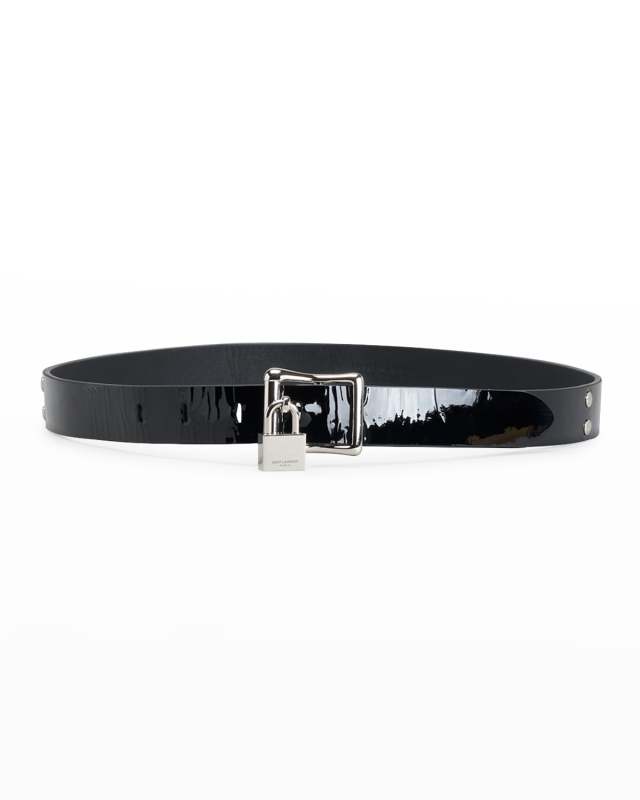 YSL Padlock Patent Leather Belt